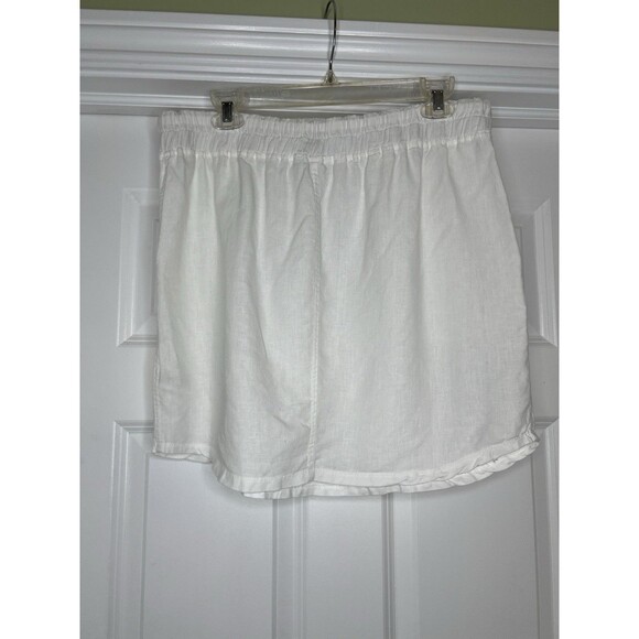 James Perse Standard Skirt 4 XL White Linen Mini Minimalist Basic Everyday - Picture 8 of 8